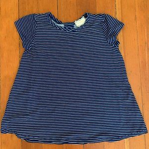 blue and white striped top